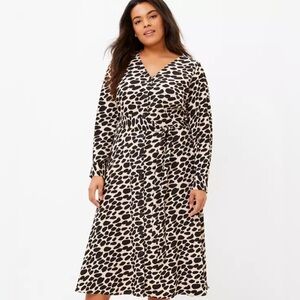 LOFT Animal Print Long Sleeve Dress